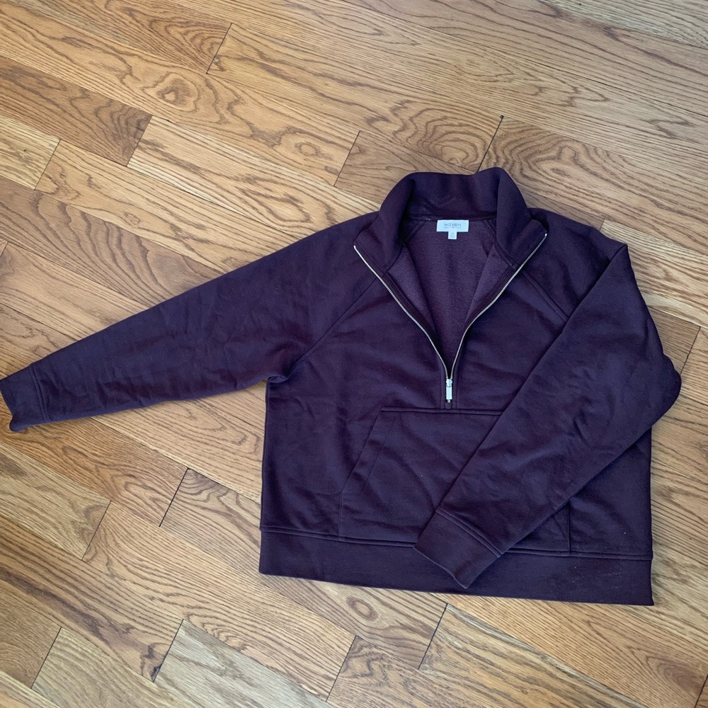 Women's Half-Zip Pullover Sweatshirt in Deep Plum